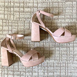 Topshop Leah Cross Strap Platform Heel Sandals 8.5